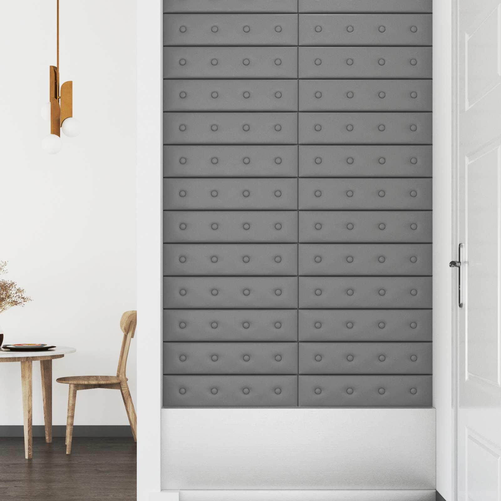Zidna uzglavlja 12 pcs Sivi 60 x 15 cm Lažna koža