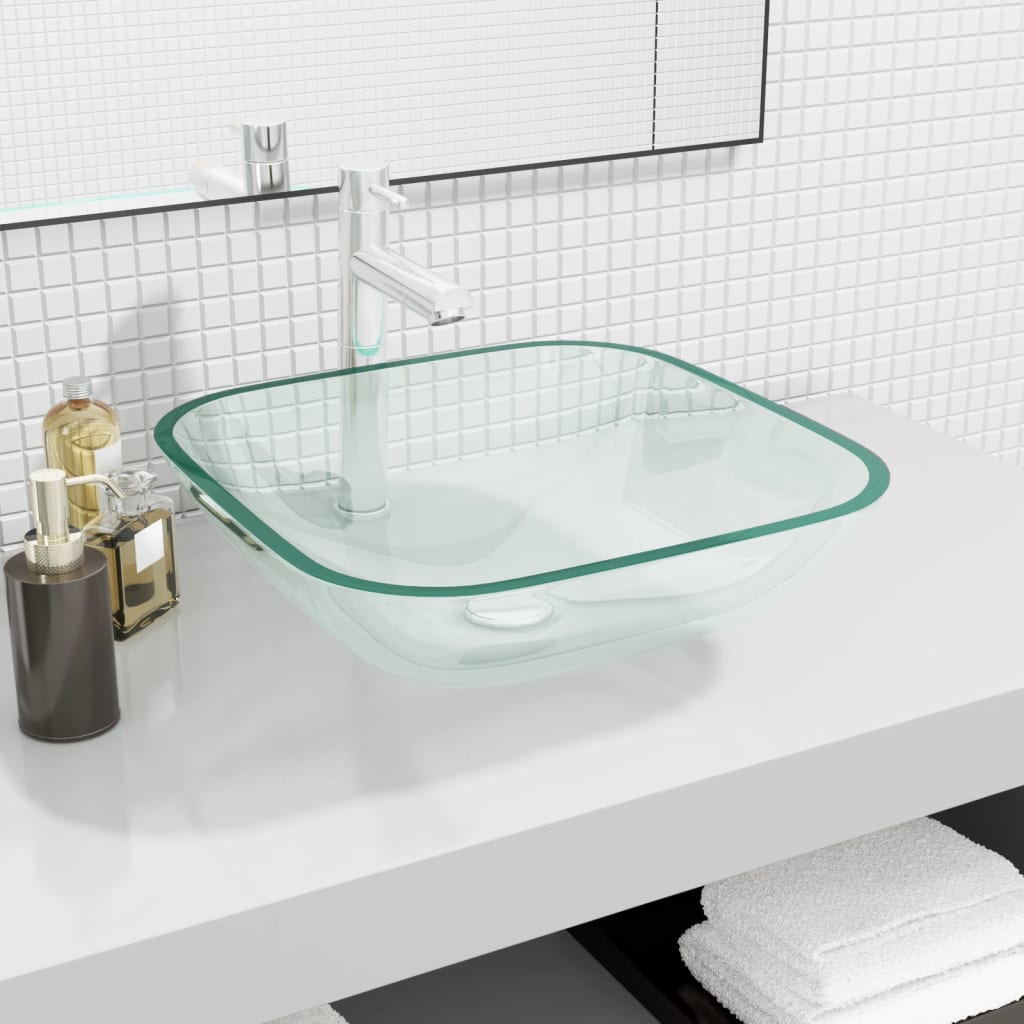 Umivaonik stakleni 42 x 42 x 14 cm prozirni