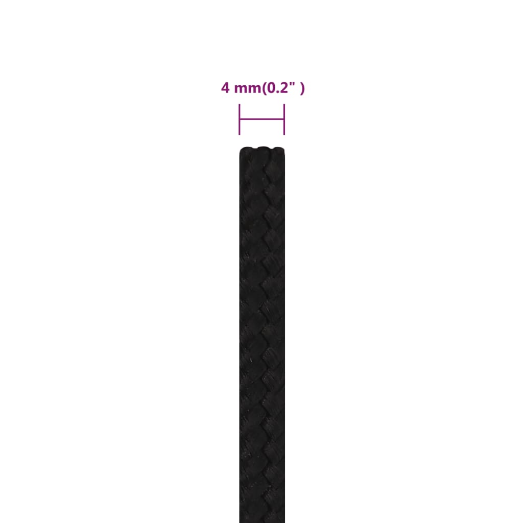 Radno uže crno 4 mm 25 m poliestersko