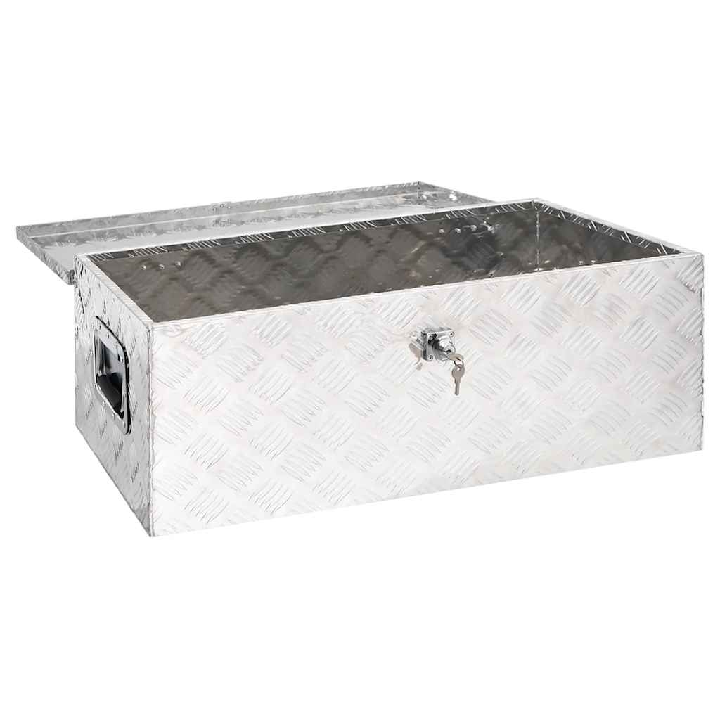 Kutija za pohranu srebrna 90 x 47 x 33,5 cm aluminijska