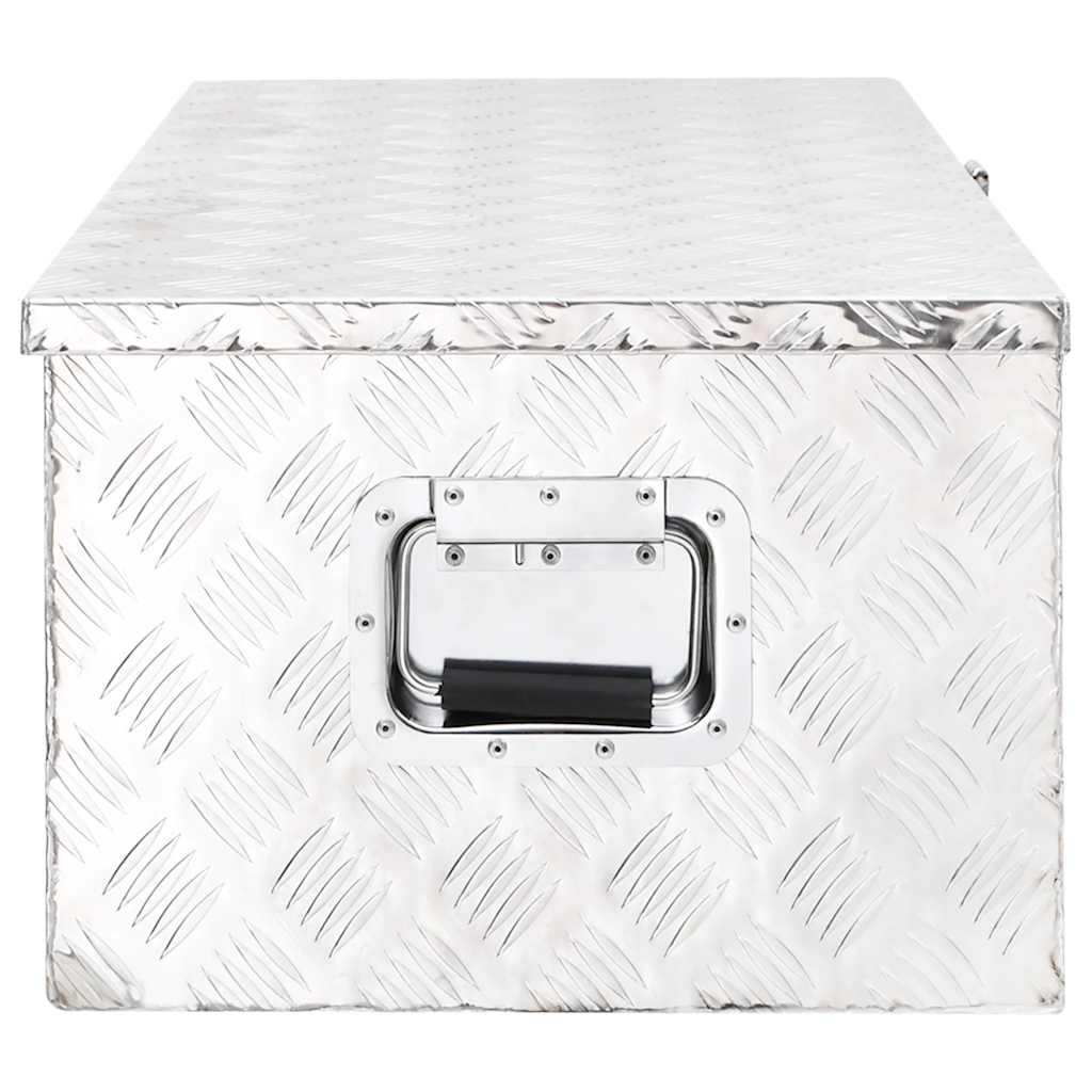 Kutija za pohranu srebrna 90 x 47 x 33,5 cm aluminijska