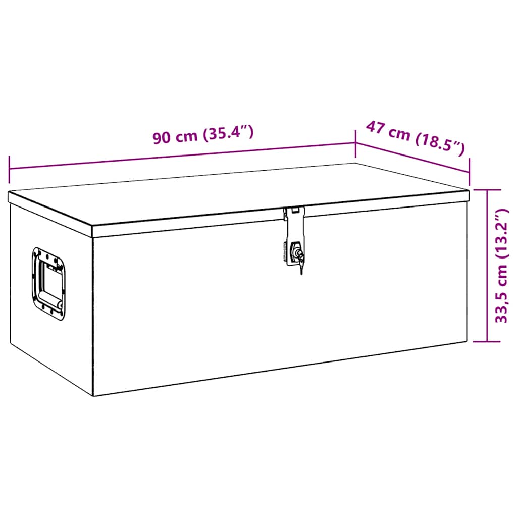 Kutija za pohranu srebrna 90 x 47 x 33,5 cm aluminijska