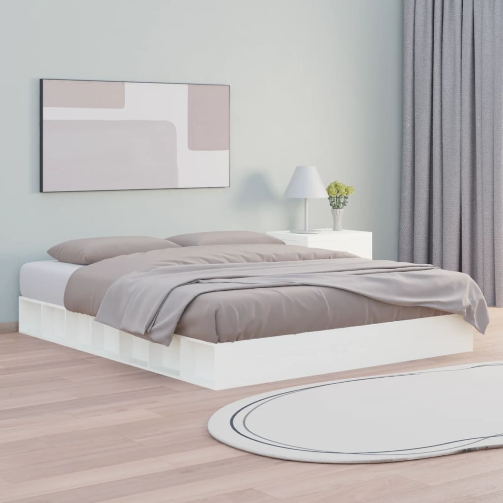 Okvir za krevet bijeli 120 x 200 cm od masivnog drva