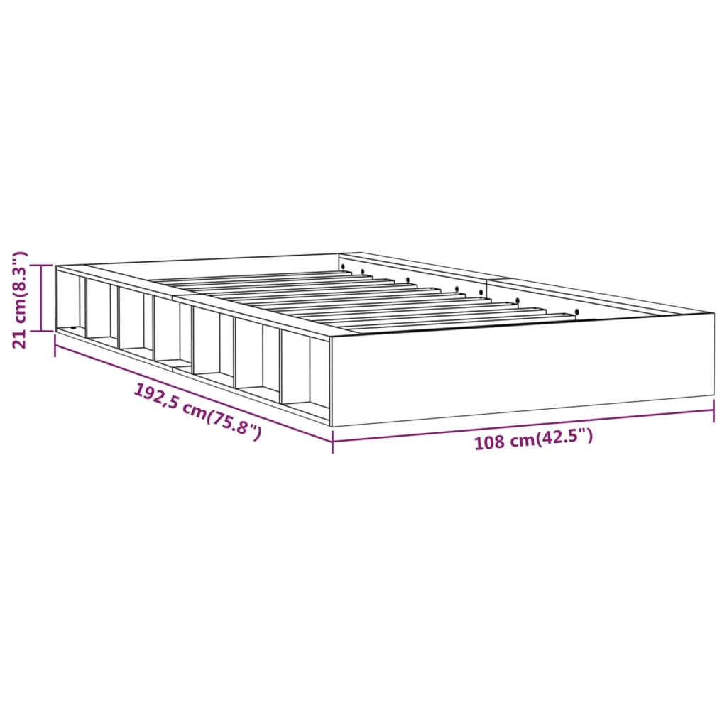 Okvir za krevet 90 x 190 cm jednokrevetni od masivnog drva