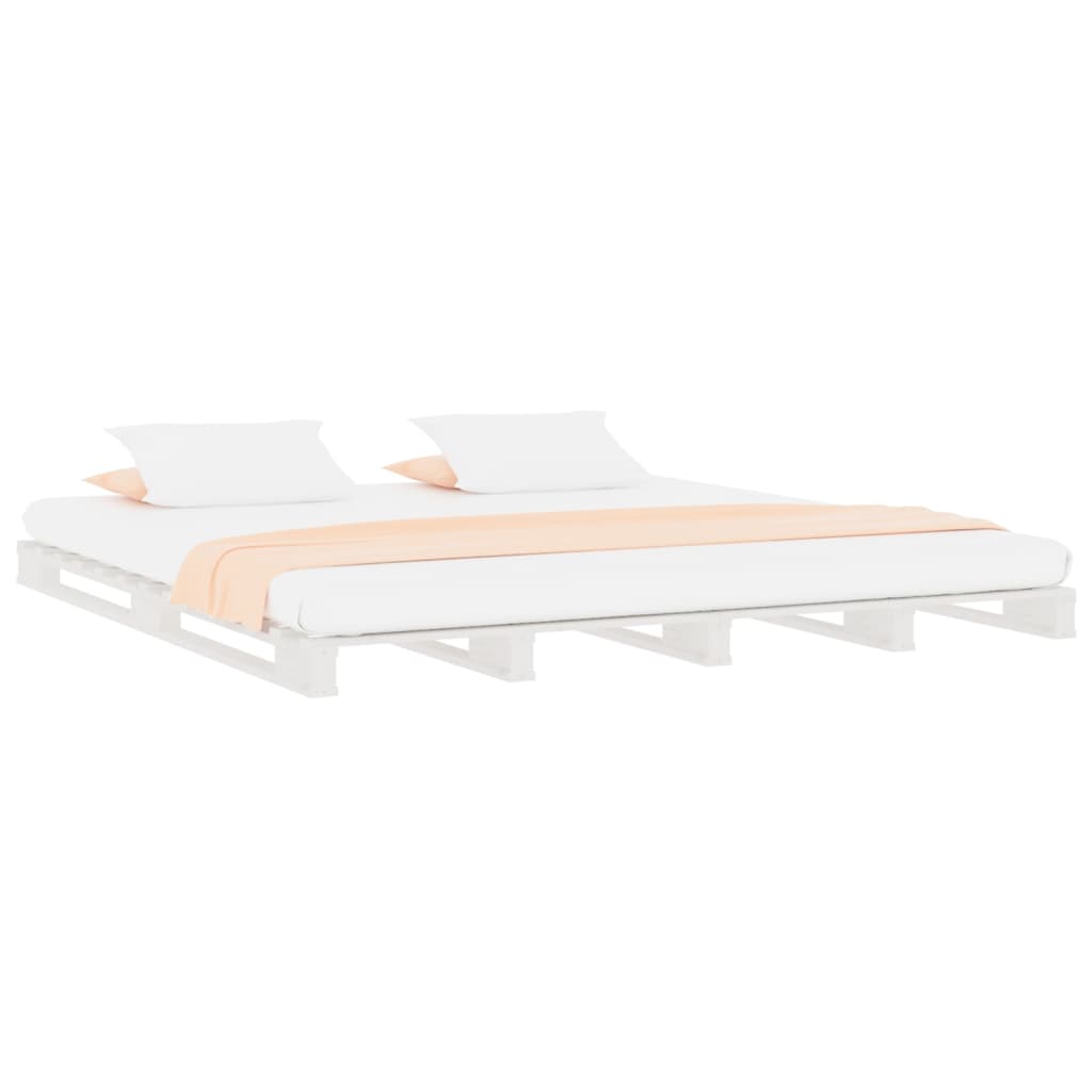 Krevet od paleta bijeli 140 x 200 cm od masivne borovine