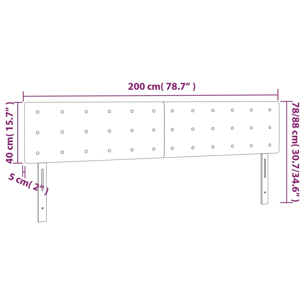 Uzglavlja crna 200x5x78/88 cm od umjetne kože