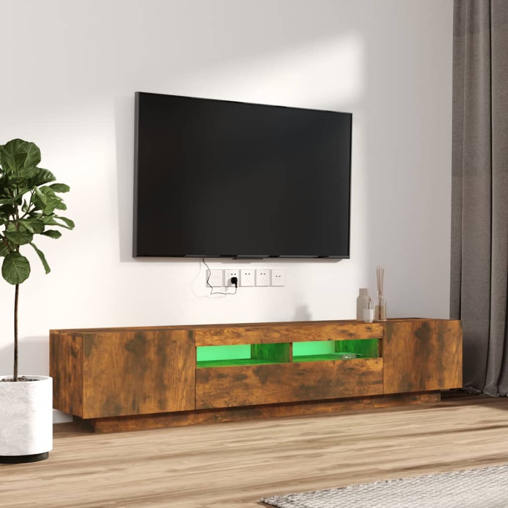 2-dijelni set TV ormarića LED boja dimljenog hrasta drveni