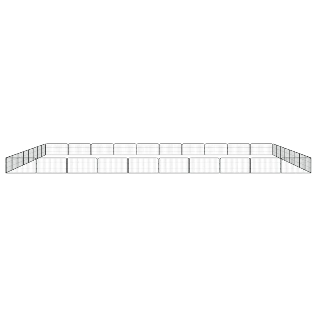 Ograda za pse s 36 panela crna 100 x 50 cm čelik obložen prahom