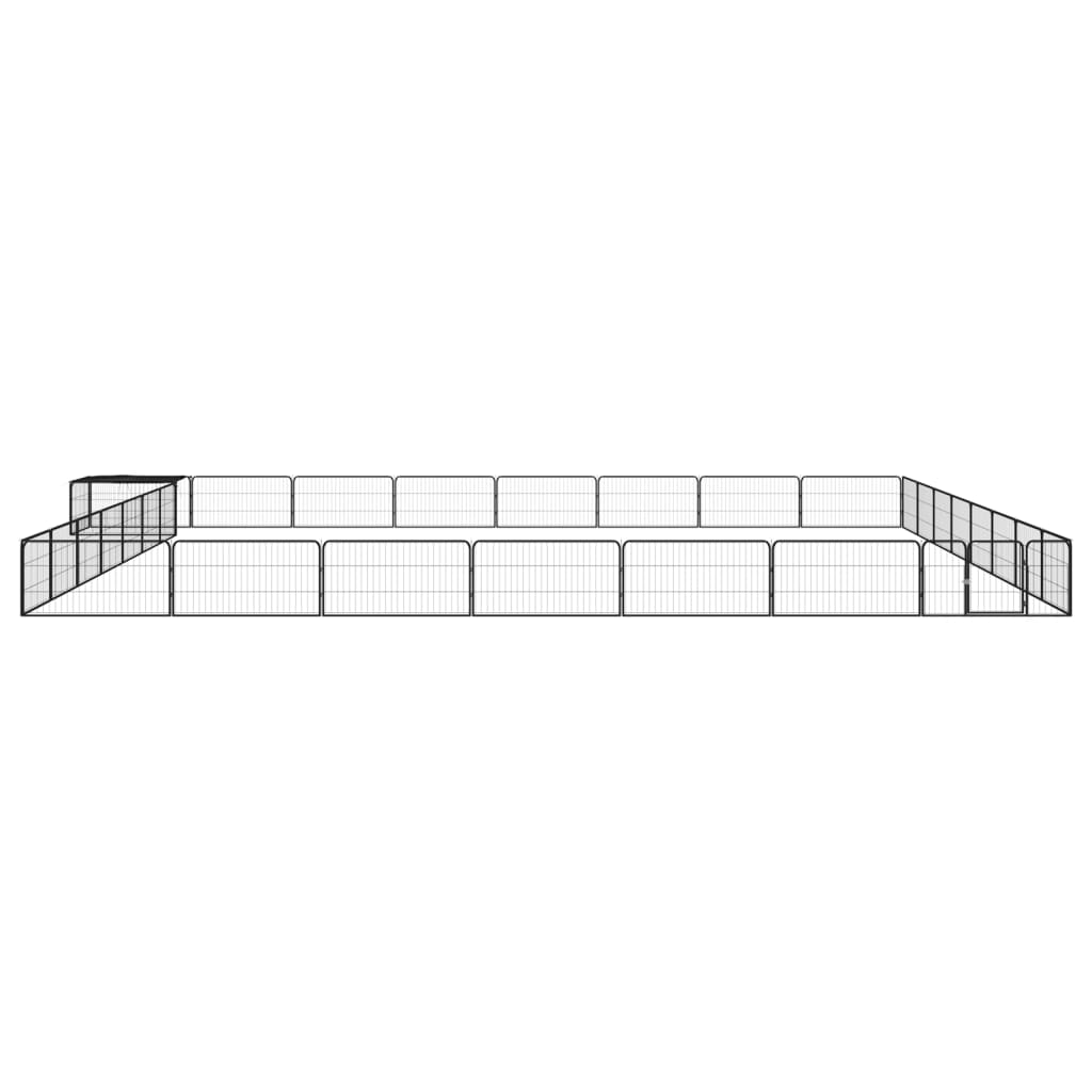 Ograda za pse s 32 panela crna 100 x 50 cm čelik obložen prahom