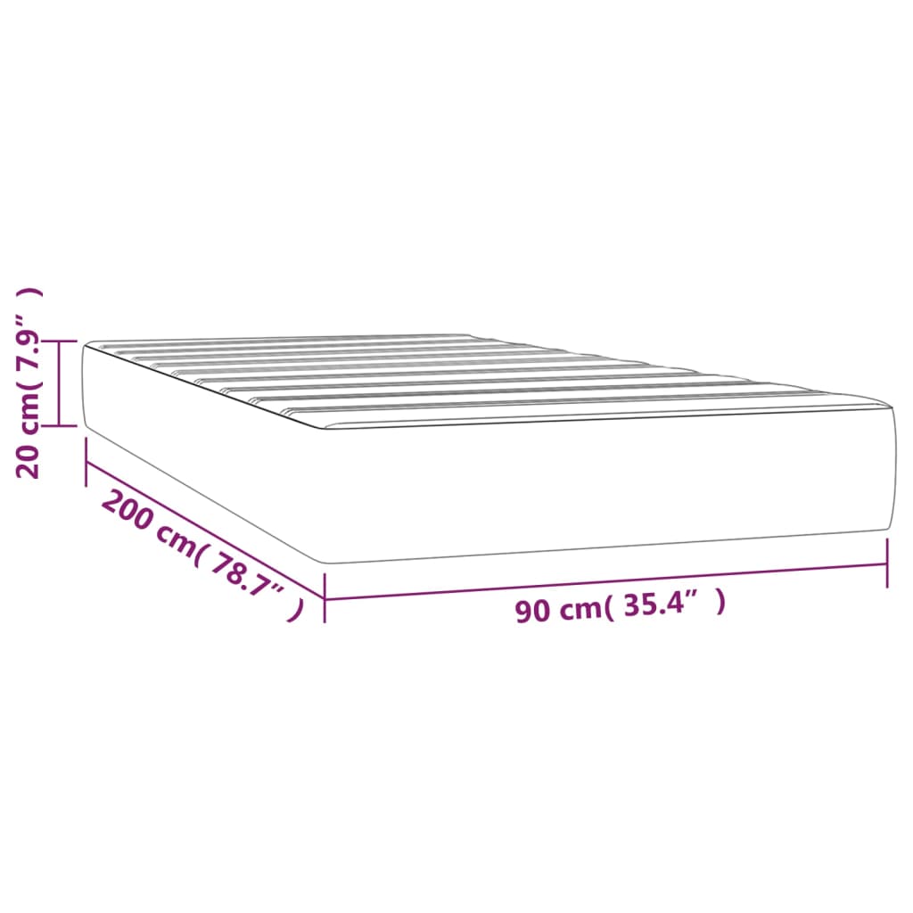 Madrac s džepičastim oprugama srednje tvrdoće bijeli 90x200x20 cm umjetne kože