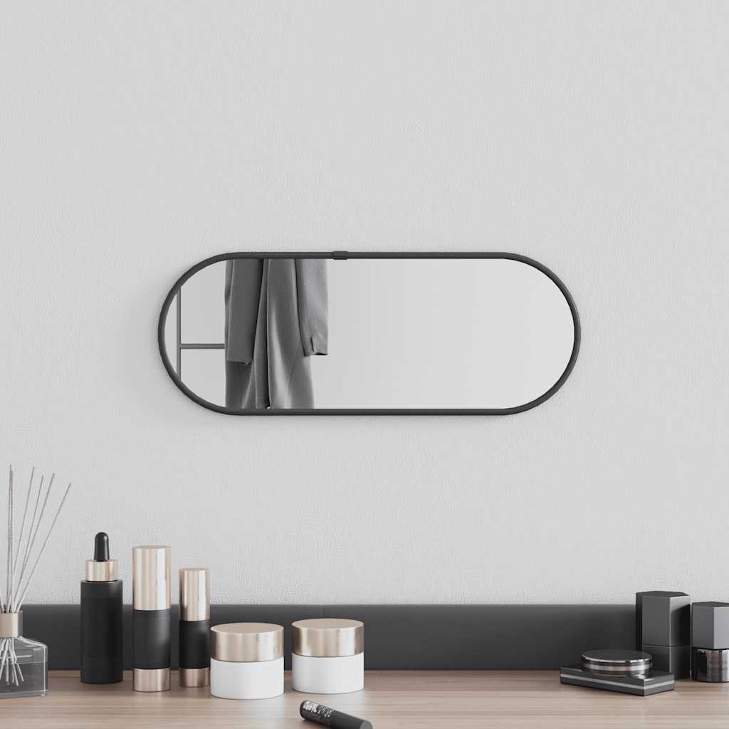 Zidno ogledalo crna 40x15 cm ovalno