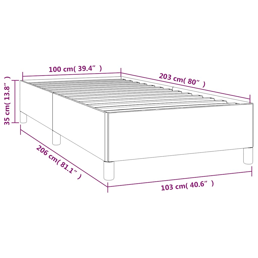 Okvir kreveta bez madraca svijetlosivi 100x203 cm Twin XL baršunasti