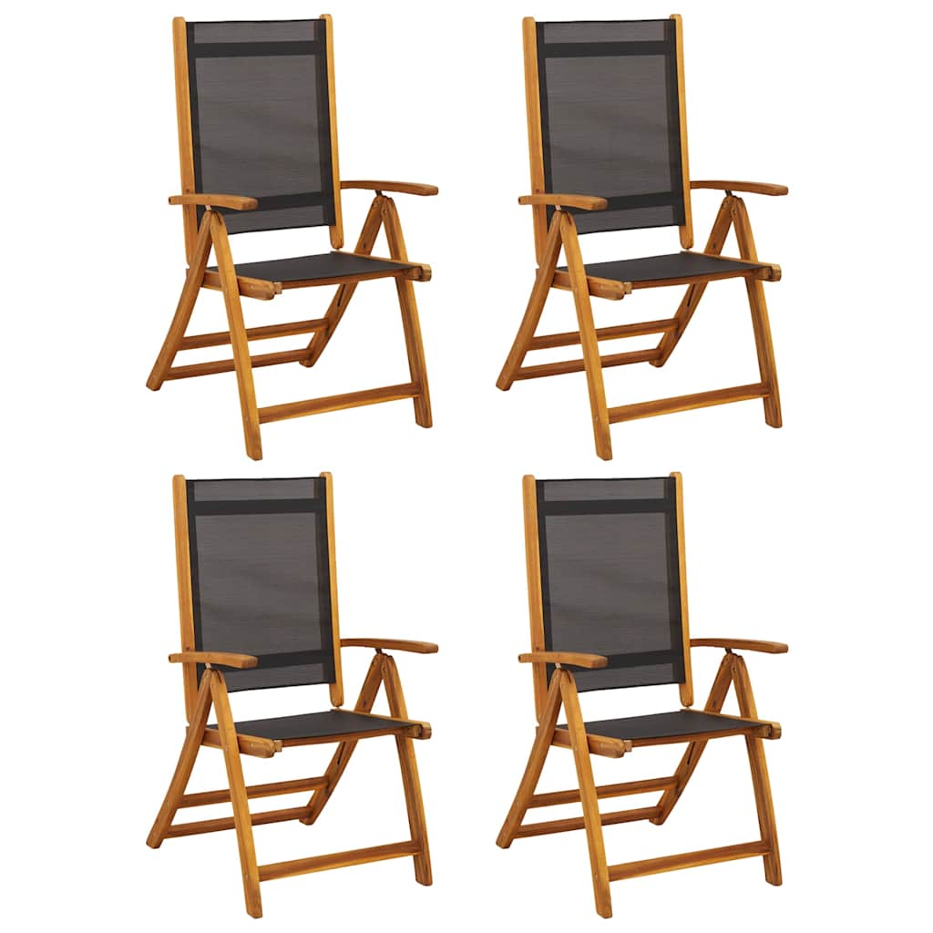 Sklopive stolice 4 kom. Masivno drvo akacije i tekstilen