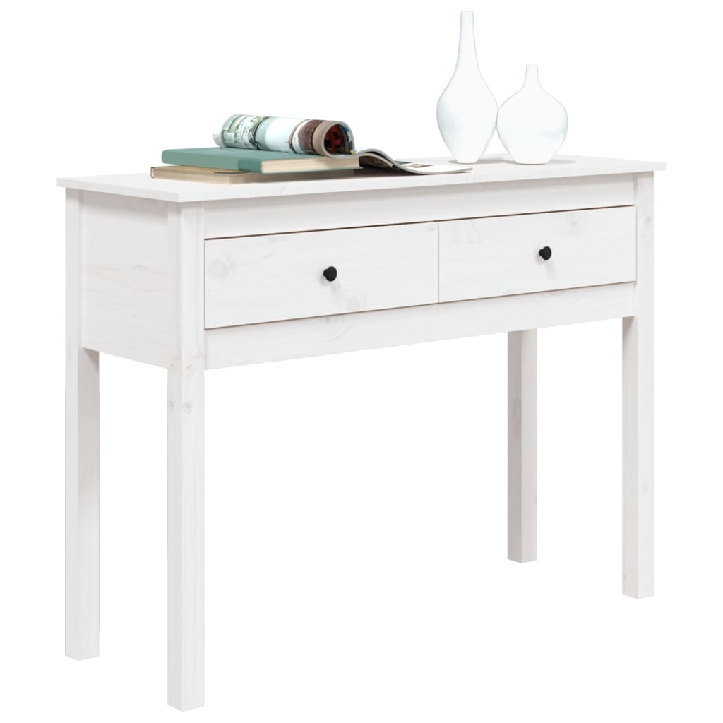 Konzolni stol bijeli 100x35x75 cm od masivne borovine