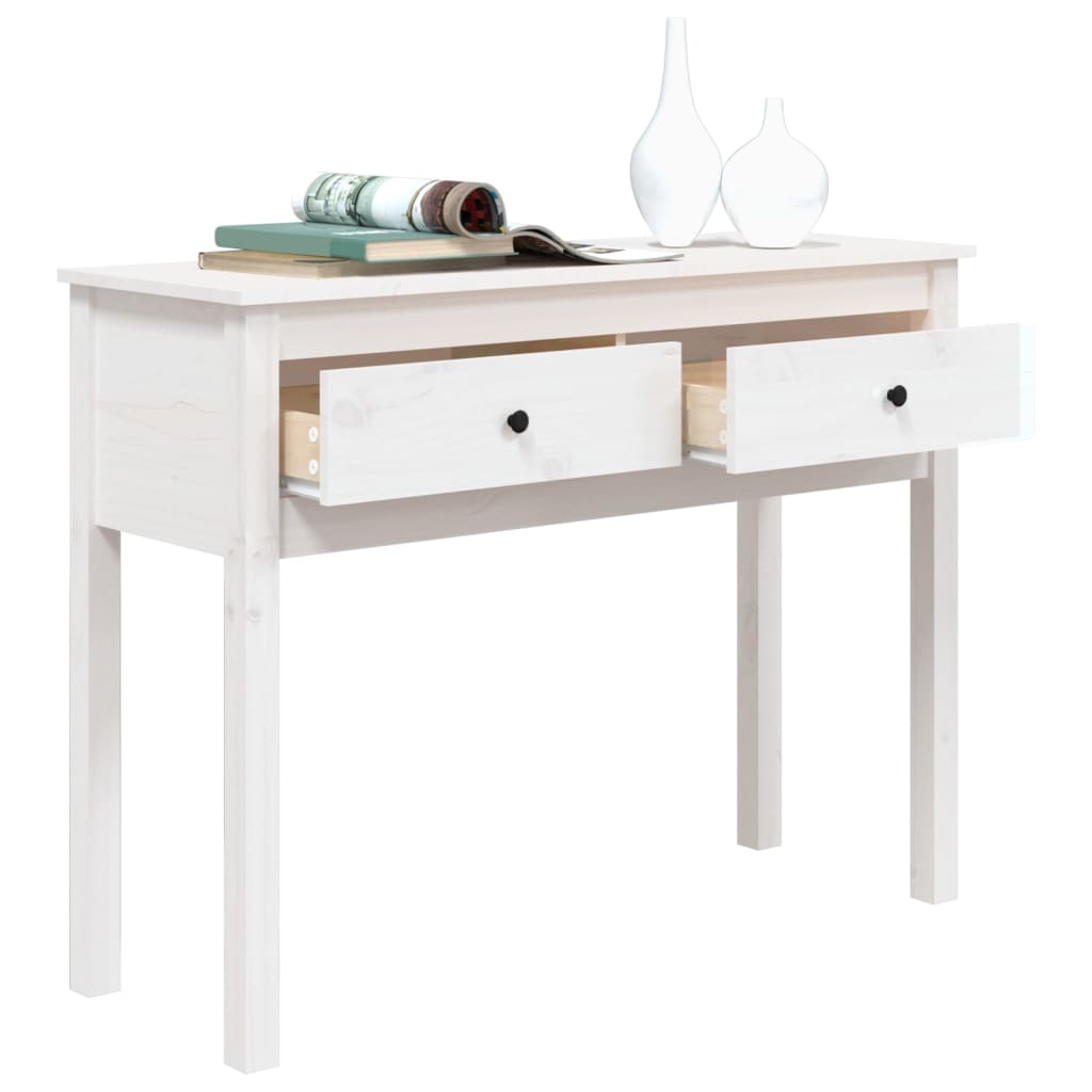 Konzolni stol bijeli 100x35x75 cm od masivne borovine