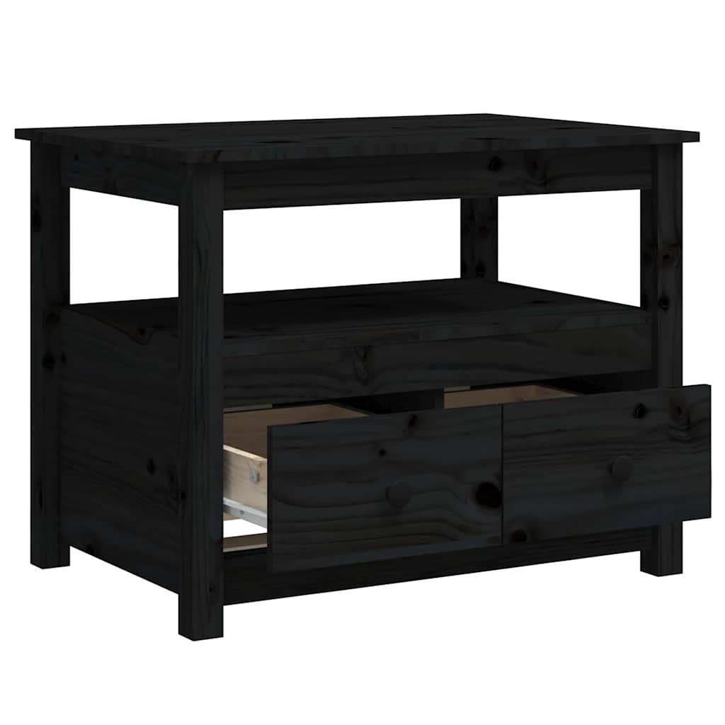 Stolić za kavu crni 71 x 49 x 55 cm od masivne borovine