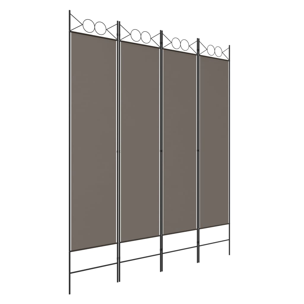 Sobna pregrada s 4 panela antracit 160 x 200 cm od tkanine