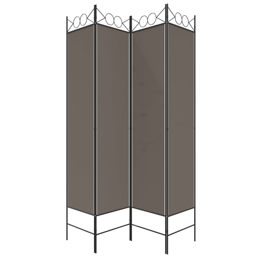 Sobna pregrada s 4 panela antracit 160 x 200 cm od tkanine