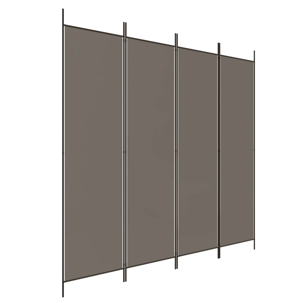 Sobna pregrada s 4 panela antracit 200 x 200 cm od tkanine