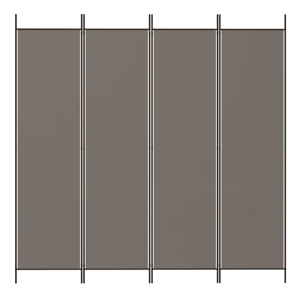 Sobna pregrada s 4 panela antracit 200 x 200 cm od tkanine