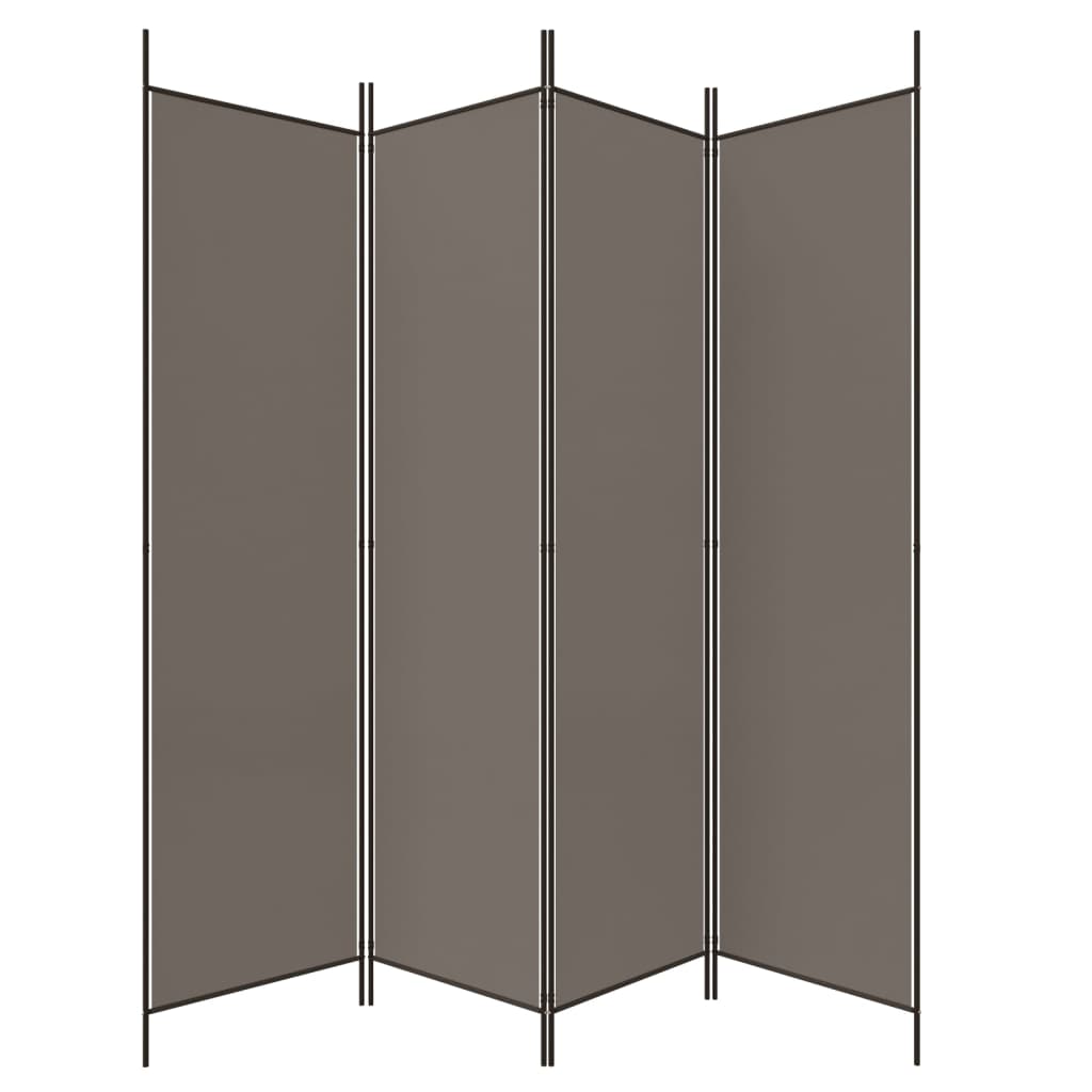 Sobna pregrada s 4 panela antracit 200 x 200 cm od tkanine