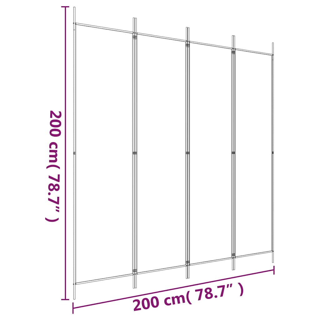 Sobna pregrada s 4 panela antracit 200 x 200 cm od tkanine