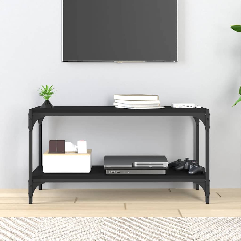 TV ormarić crni 80 x 33 x 41 cm od konstruiranog drva i čelika