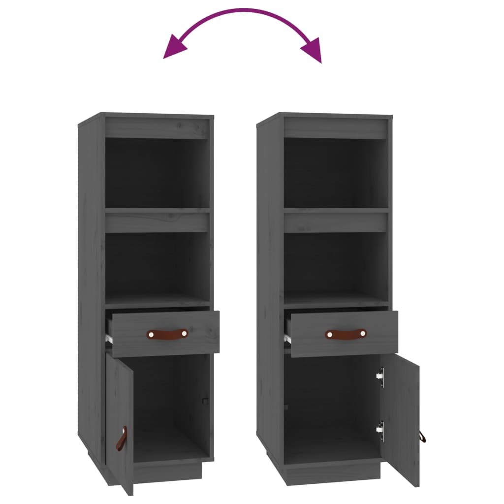 Visoka komoda siva 34 x 40 x 108,5 cm od masivne borovine