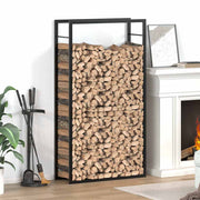 Stalak za drva za ogrjev mat crni 80x28x154 cm čelik