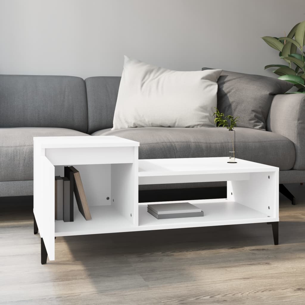 Stolić za kavu bijeli 100 x 50 x 45 cm od konstruiranog drva