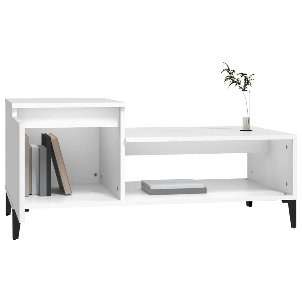 Stolić za kavu bijeli 100 x 50 x 45 cm od konstruiranog drva