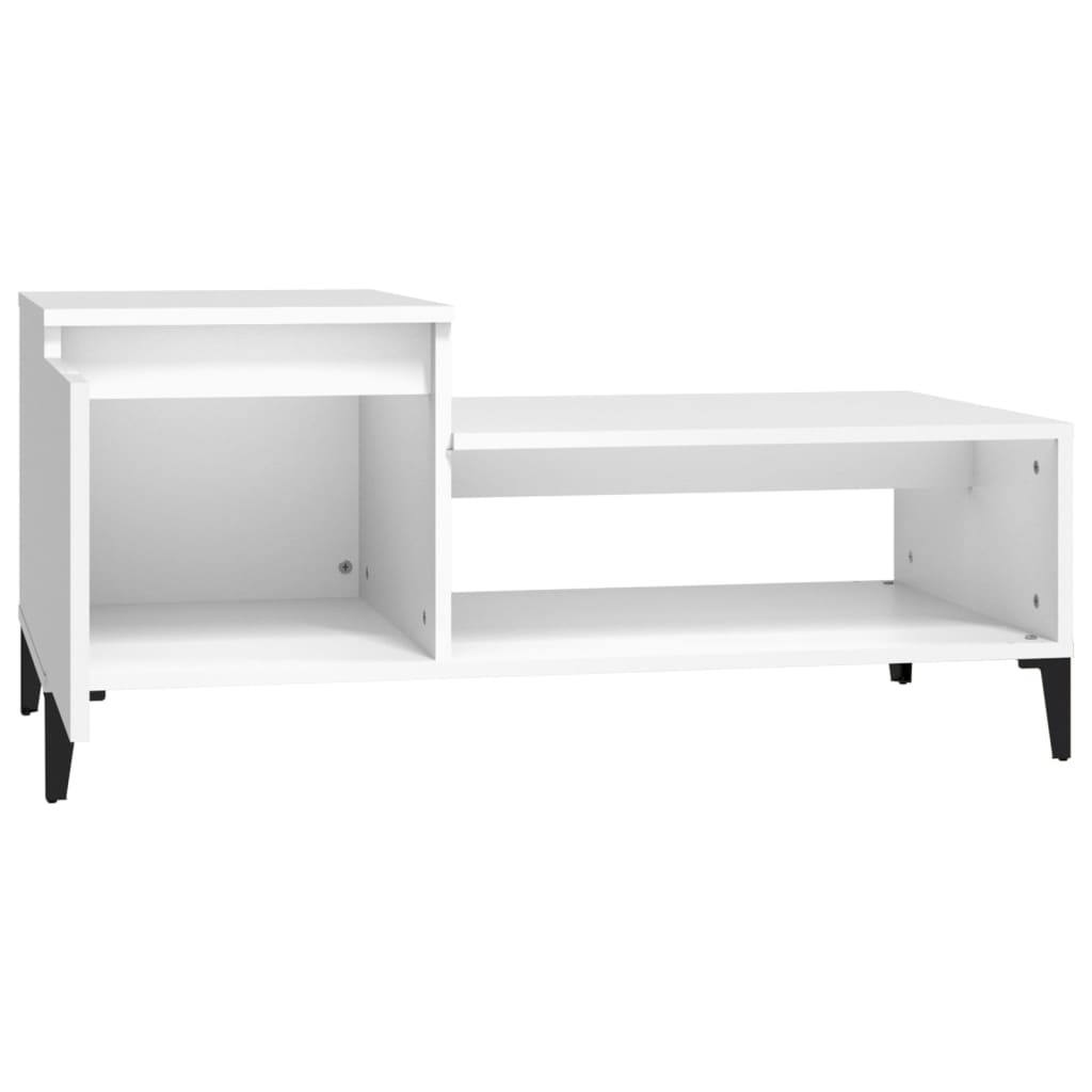 Stolić za kavu bijeli 100 x 50 x 45 cm od konstruiranog drva