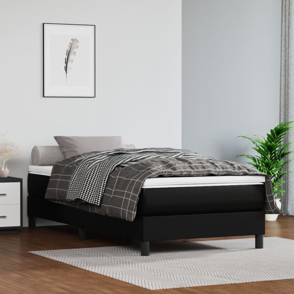 Okvir za krevet s oprugom crni 80 x 200 cm od umjetne kože