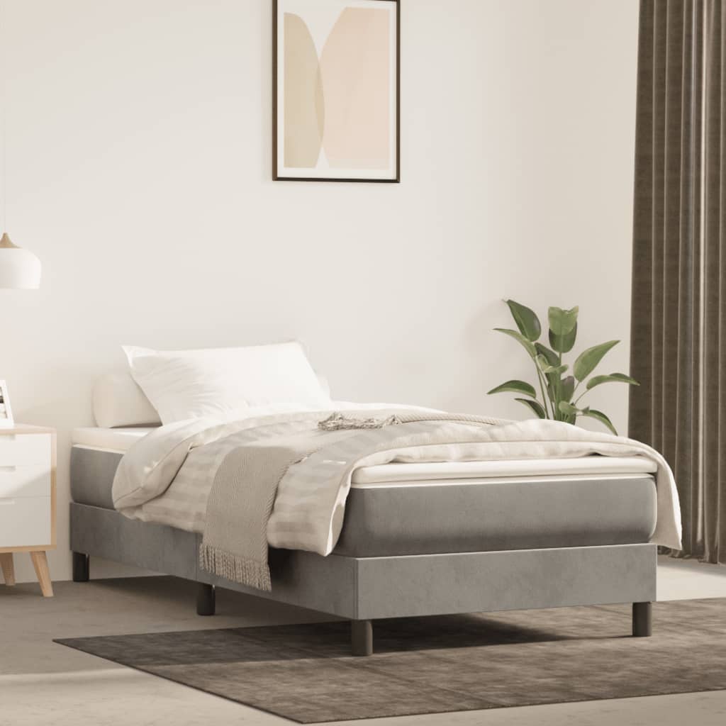 Okvir za krevet s oprugom svjetlosivi 100x200 cm baršunasti