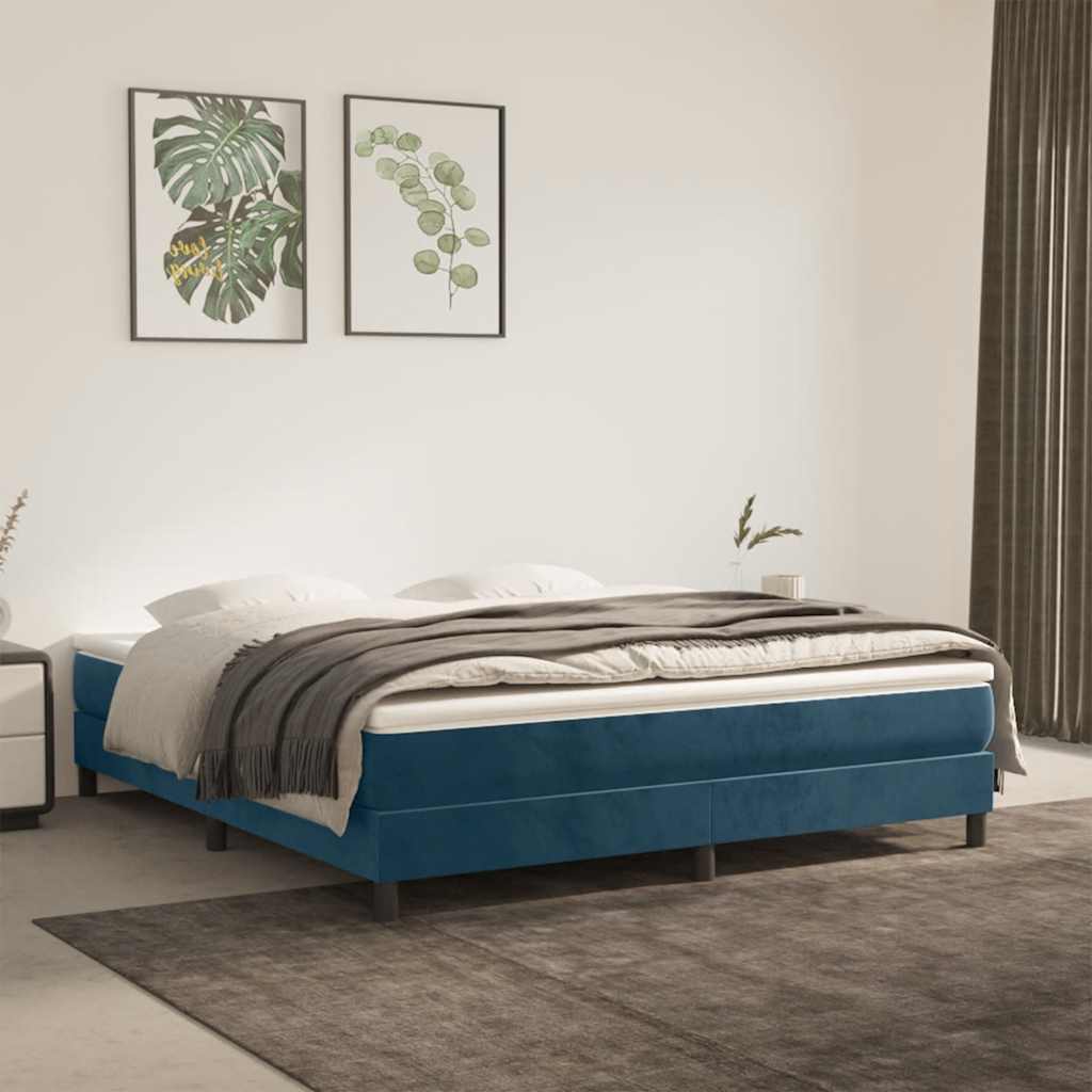 Okvir za krevet s oprugom tamnoplavi 160x200 cm baršunasti