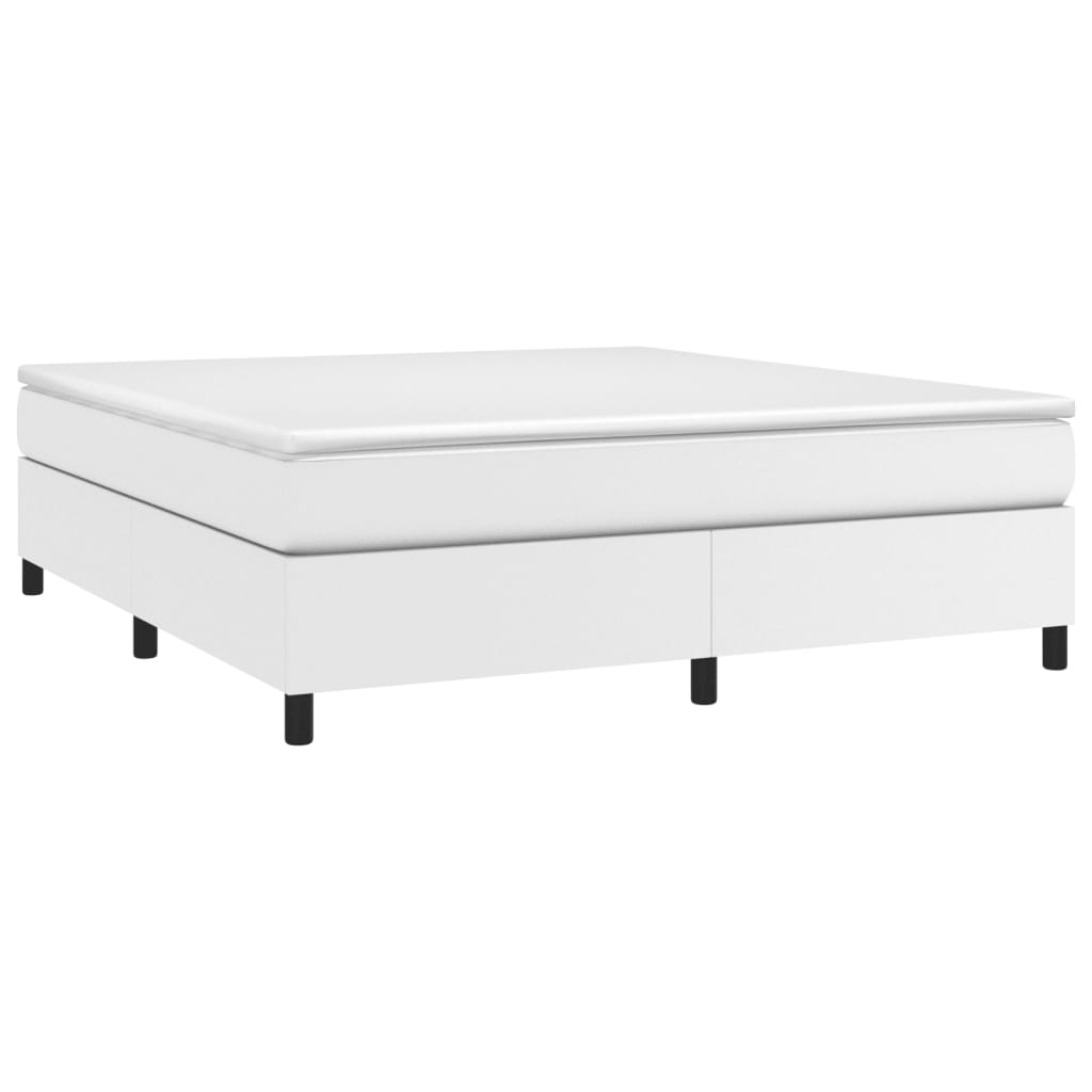 Okvir za krevet s oprugom bijela 160x200 cm od umjetne kože