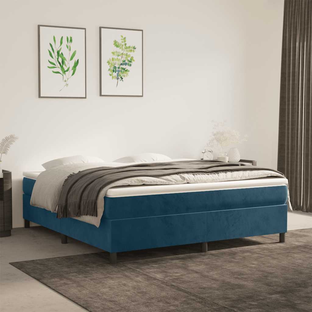 Okvir za krevet s oprugom tamnoplavi 160x200 cm baršunasti