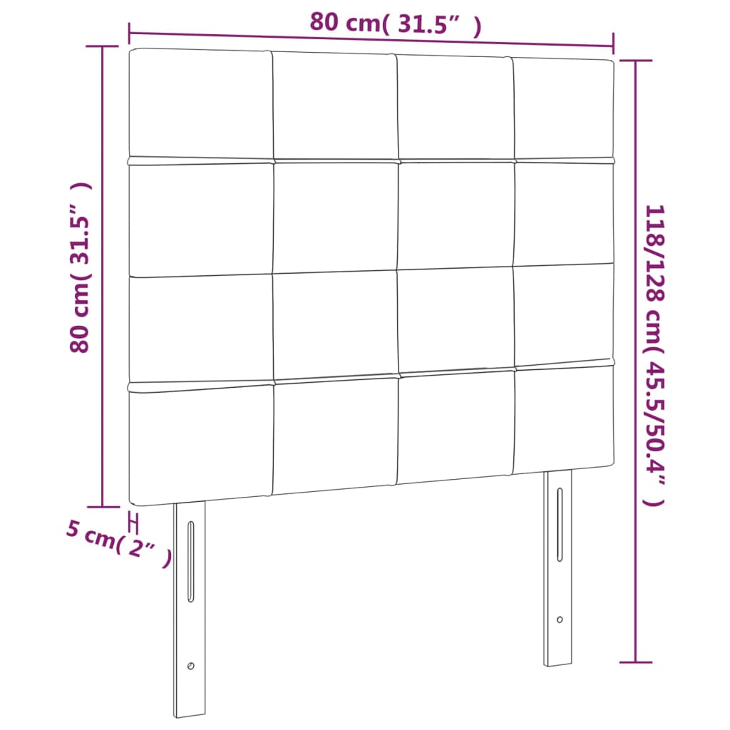 Uzglavlje svijetlosivo 80x5x118/128 cm tkanina