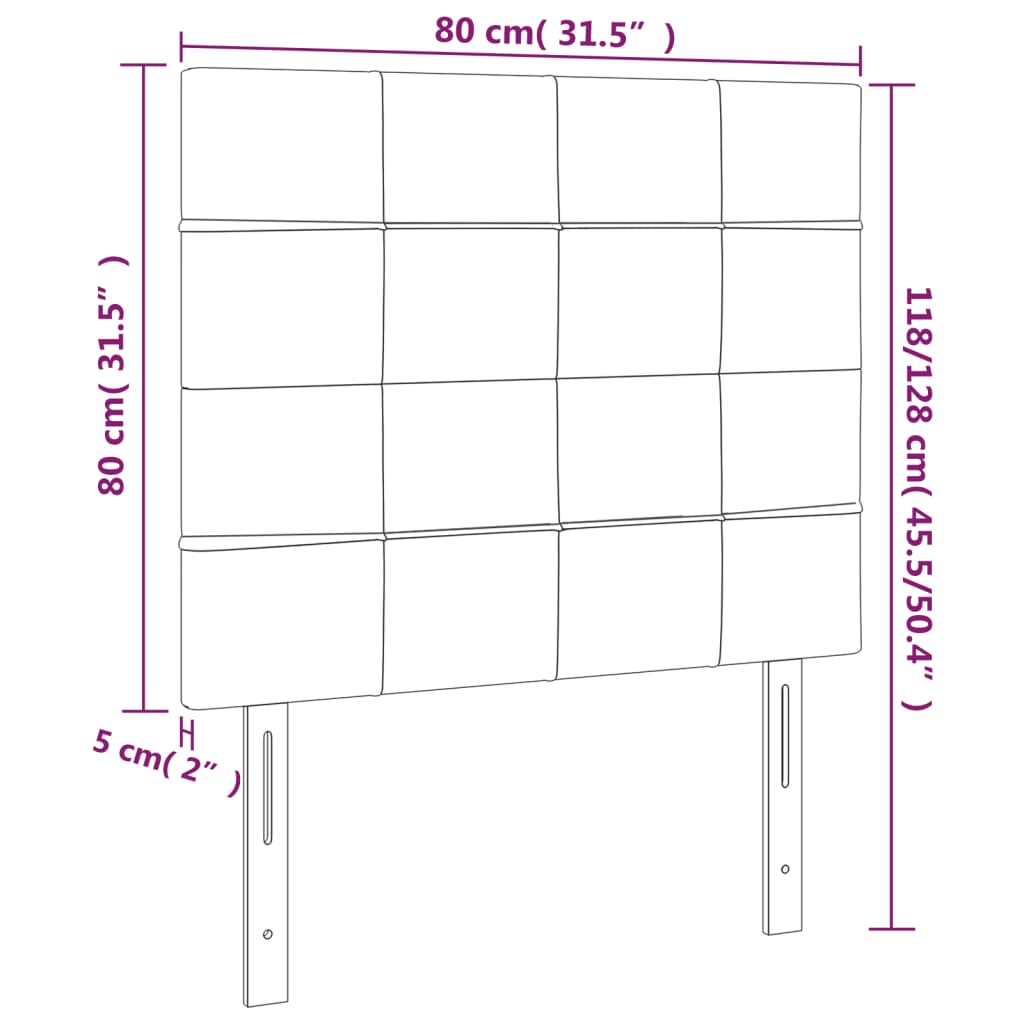 Uzglavlje plavo 80x5x118/128 cm tkanina
