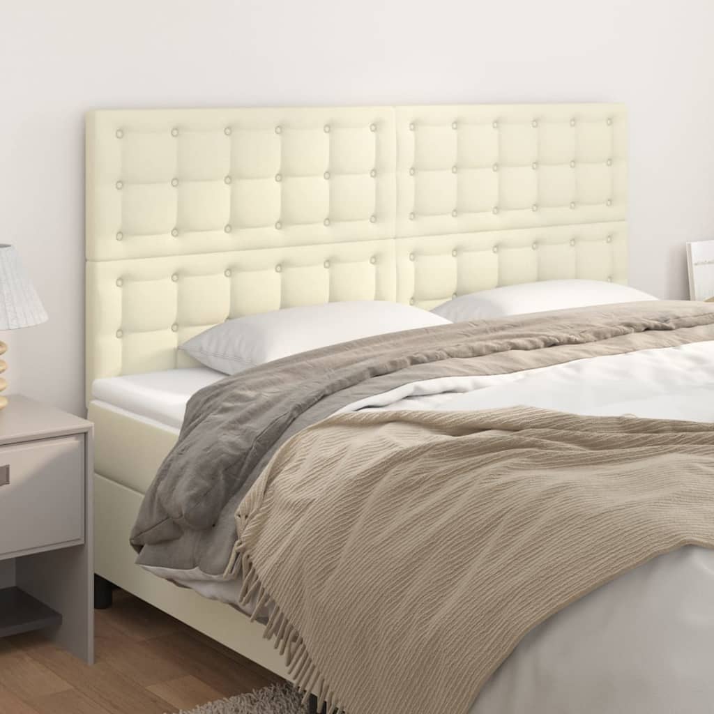 Uzglavlje krem boje 200x5x118/128 cm umjetna koža