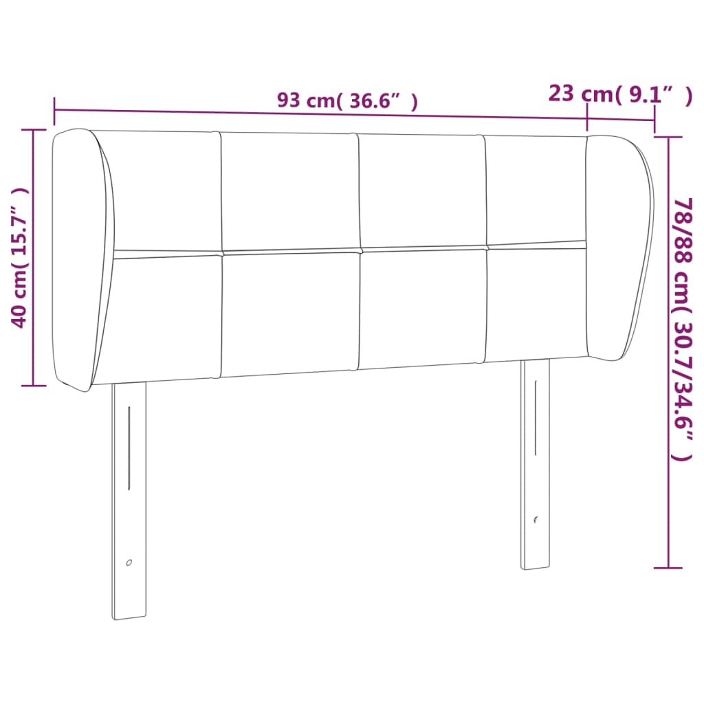 Uzglavlje s ušima ružičasto 93x23x78/88 cm baršunasto