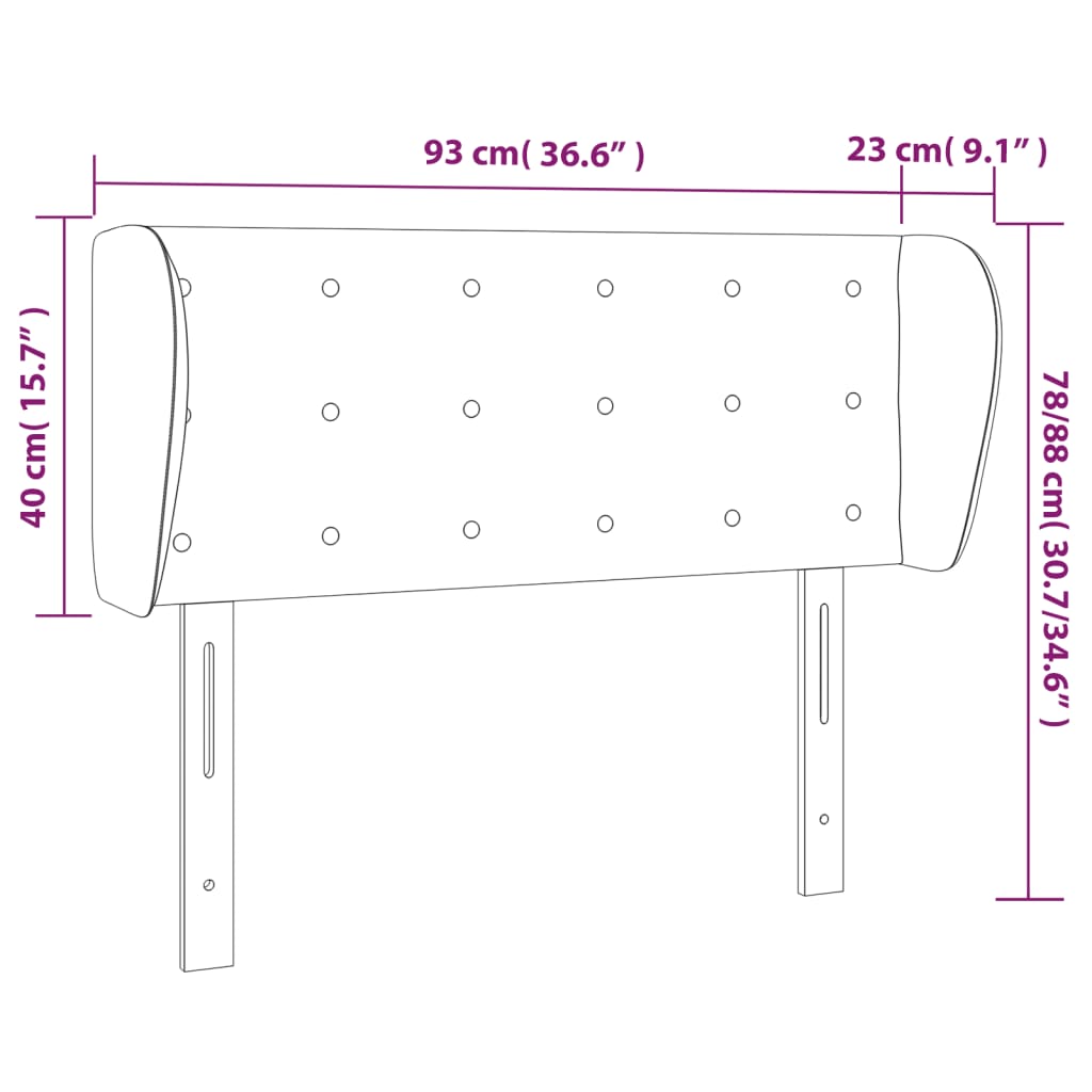 Uzglavlje s ušima crno 93x23x78/88 cm od umjetne kože