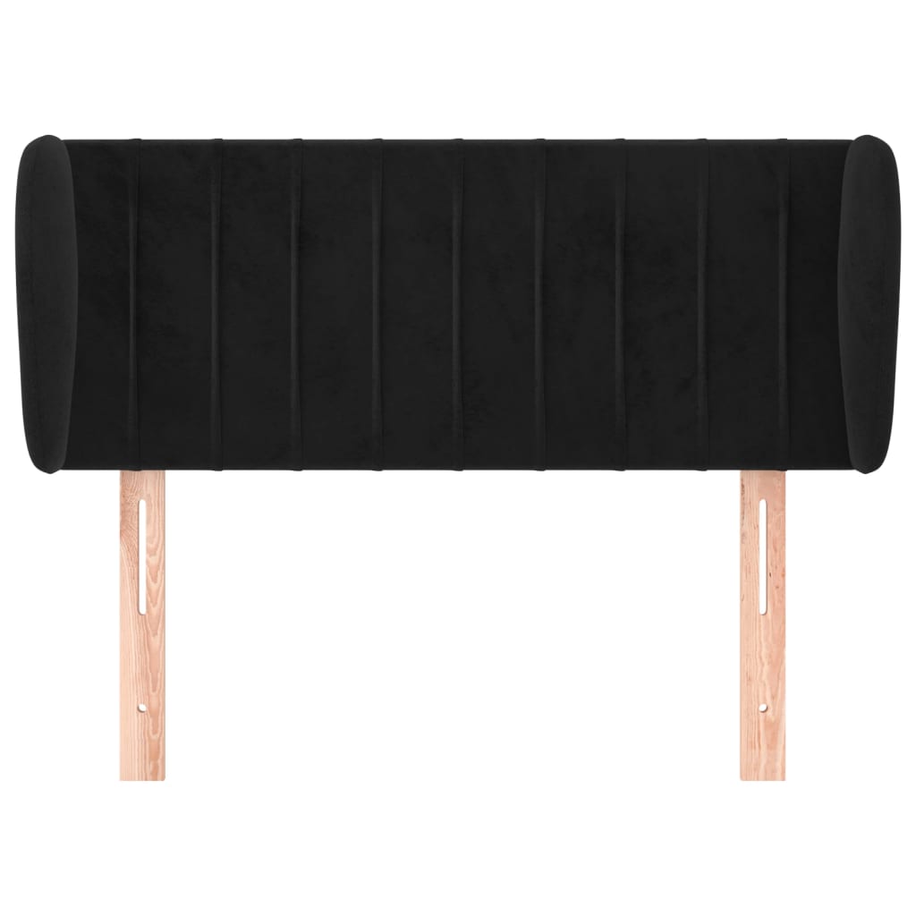 Uzglavlje s ušima crno 83x23x78/88 cm baršunasto