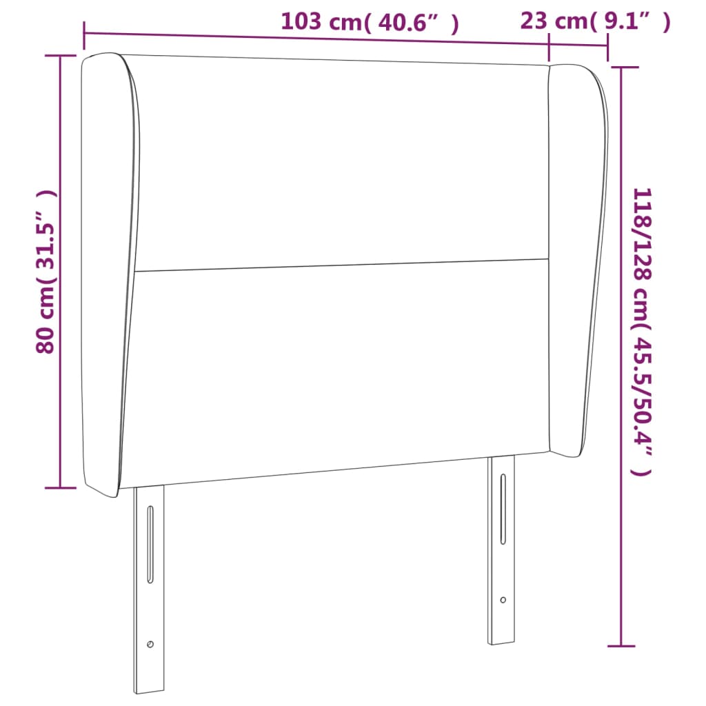 Uzglavlje s ušima plavo 103x23x118/128 cm od tkanine