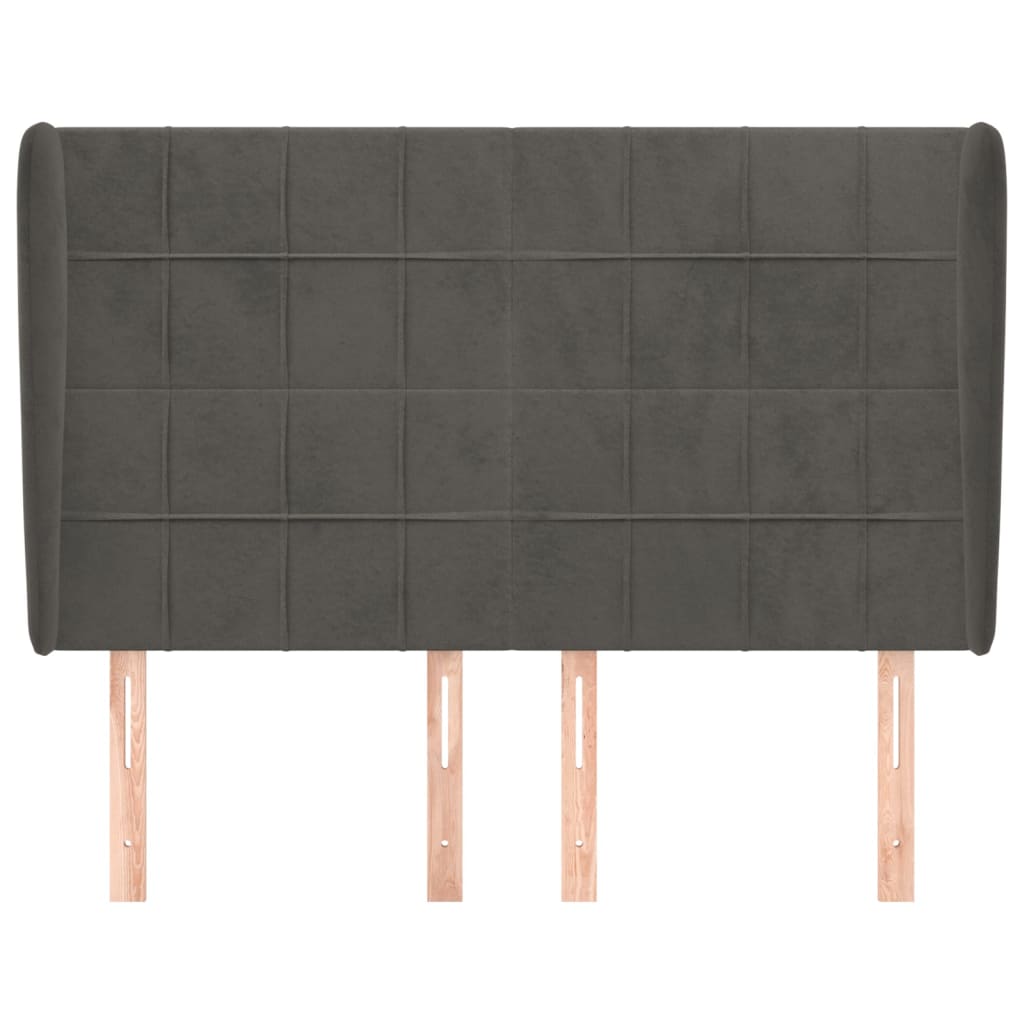 Uzglavlje s ušima tamnosivo 147x23x118/128 cm baršunasto