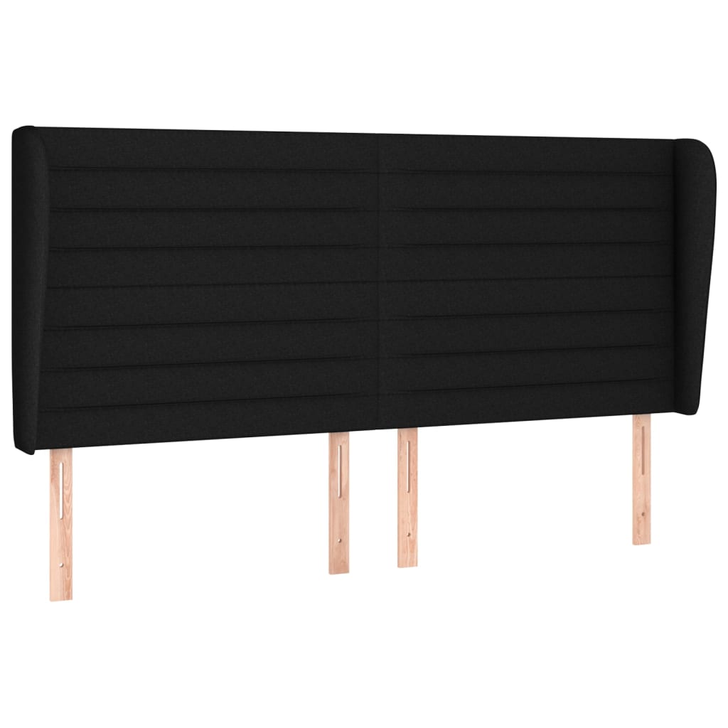 Uzglavlje s ušima crno 183x23x118/128 cm od tkanine