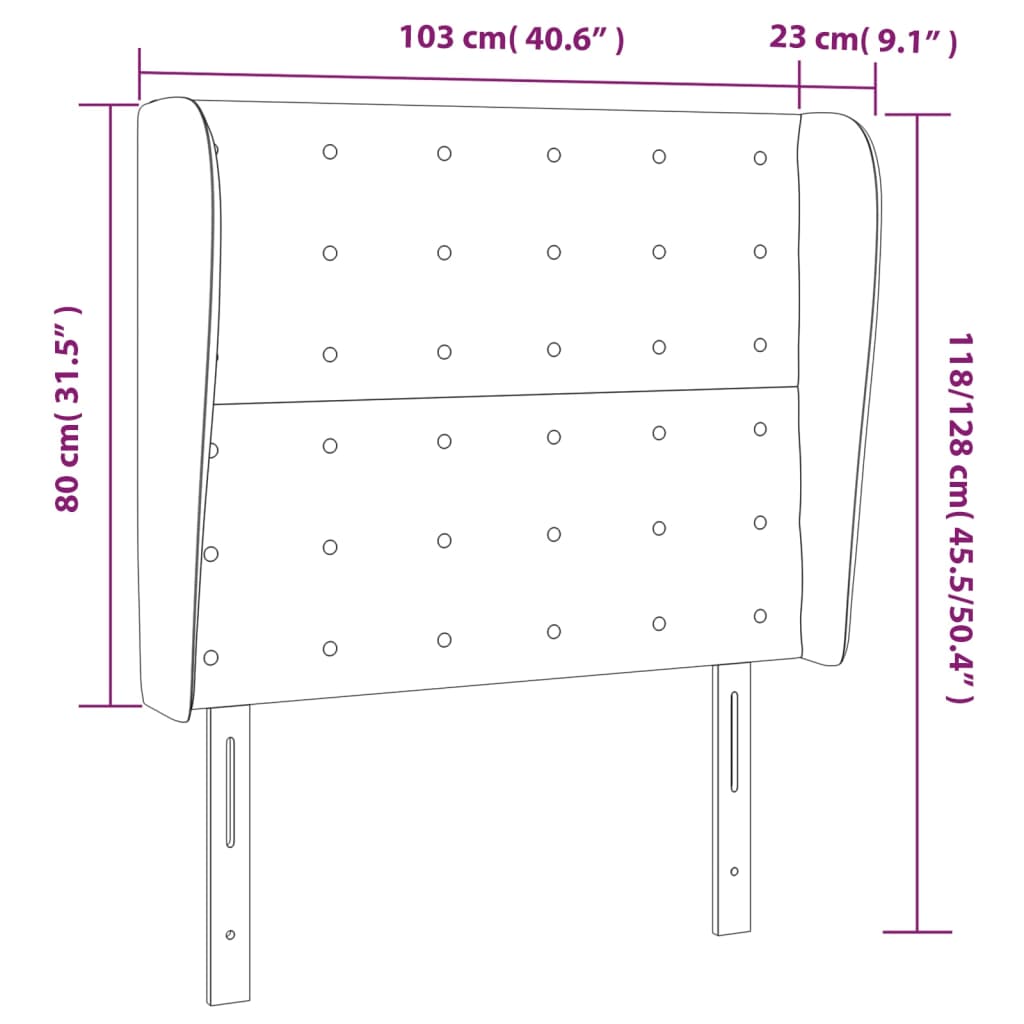 Uzglavlje s ušima krem 103x23x118/128 cm od tkanine