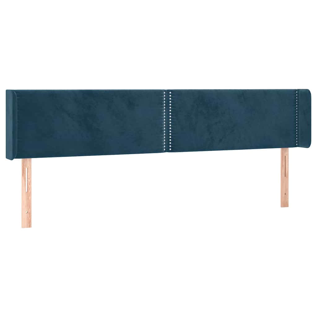 Uzglavlje s ušima tamnoplavo 183x16x78/88 cm baršunasto