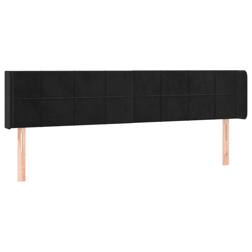 Uzglavlje s ušima crno 163x16x78/88 cm baršunasto