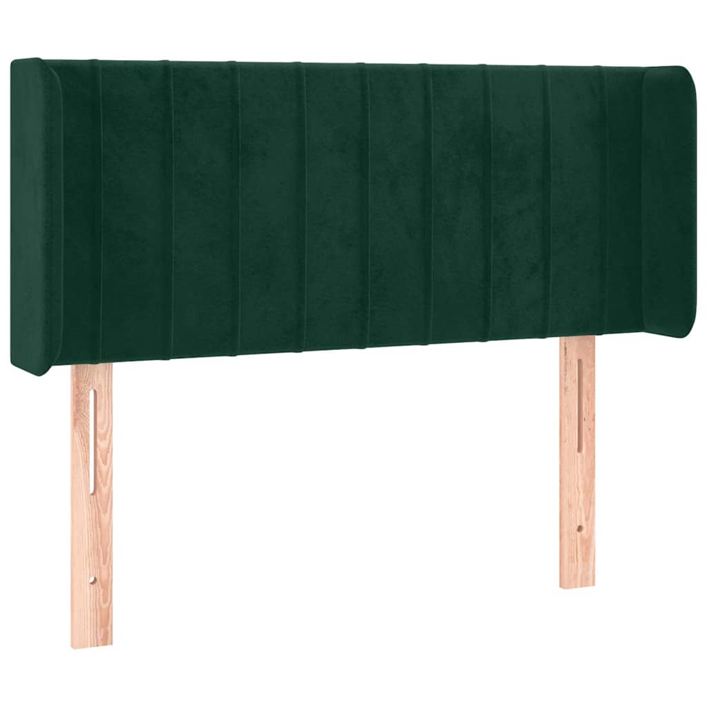 Uzglavlje s ušima tamnozeleno 83x16x78/88 cm baršunasto